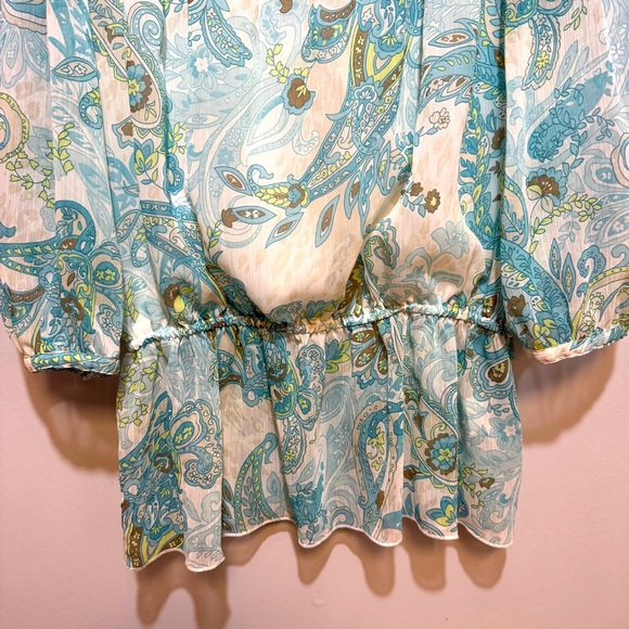 Alfred Dunner Women's Paisley Blouse - Blue and Green - Picture 3 of 9